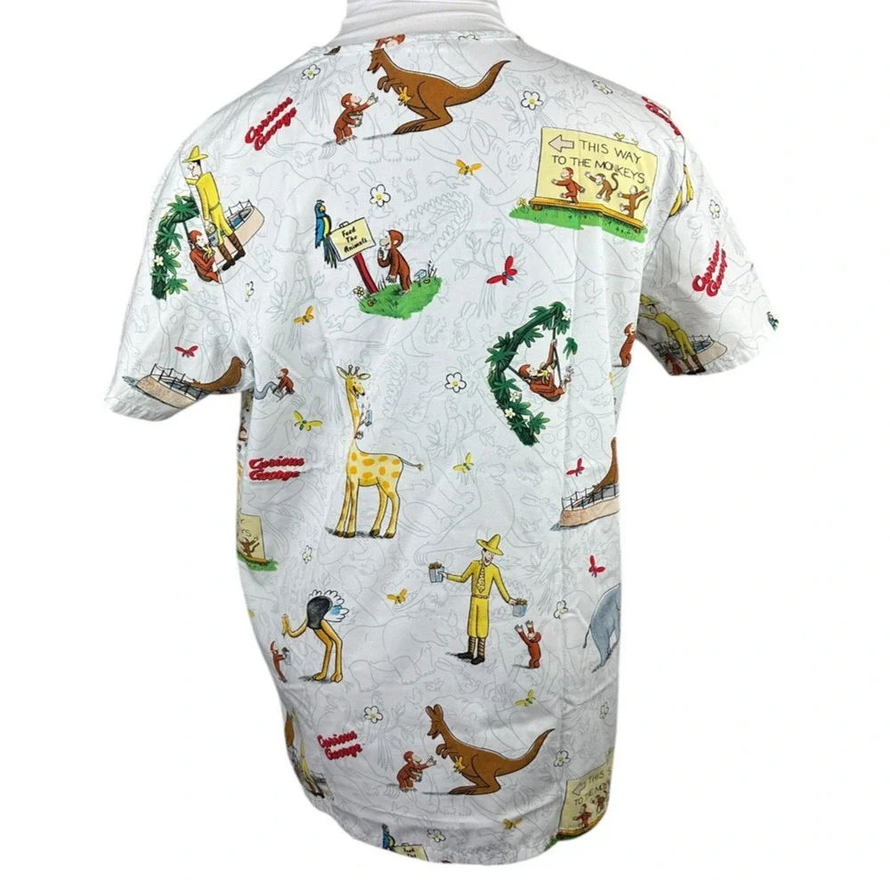 ✨2/$20 Curious George Adventures Cartoon Nurse CNA V-Neck Scrub Top Large - Picture 10 of 13